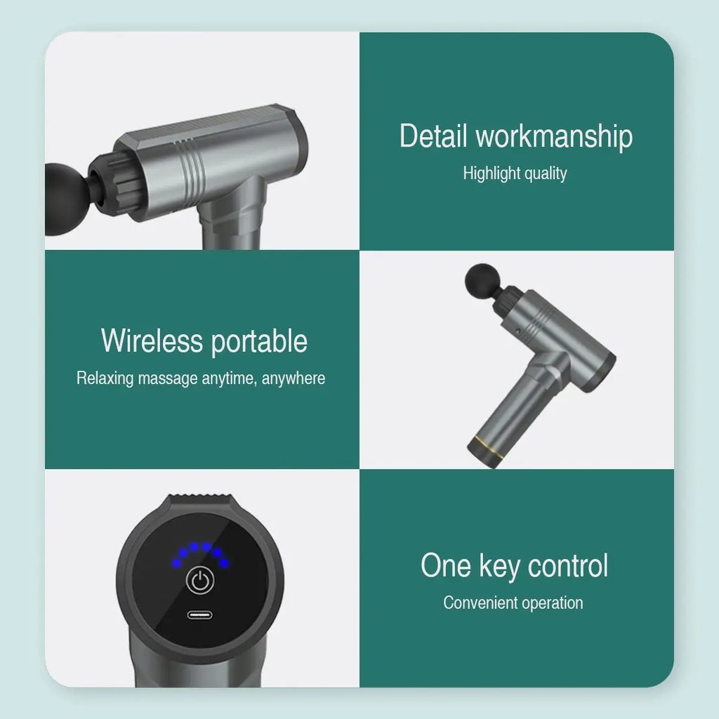 Pistolet de Massage Professionnel Sans Fil – Détente des Tissus Profonds